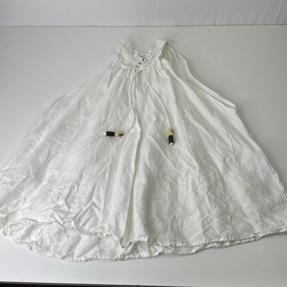 Zara White Linen Sleeveless Tie Front Tank Top - Picture 3 of 10